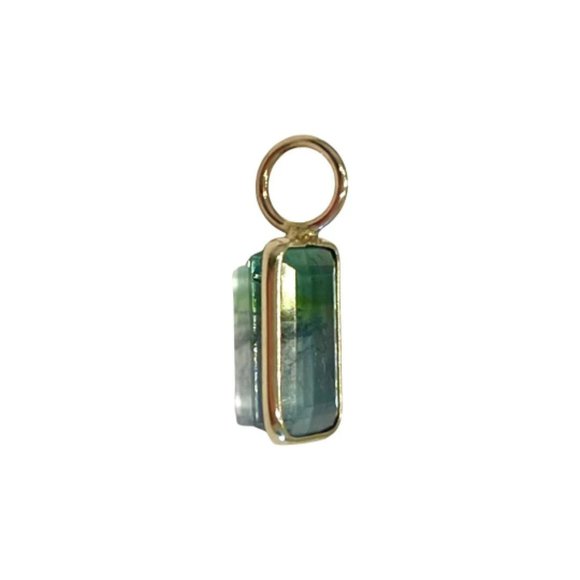 Solid 14k Bicolor Tourmaline Pendant 14 x 6 mm. - Picture 3 of 5